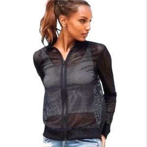 Victoria Secret Sport black Mesh Bomber Jacket S.